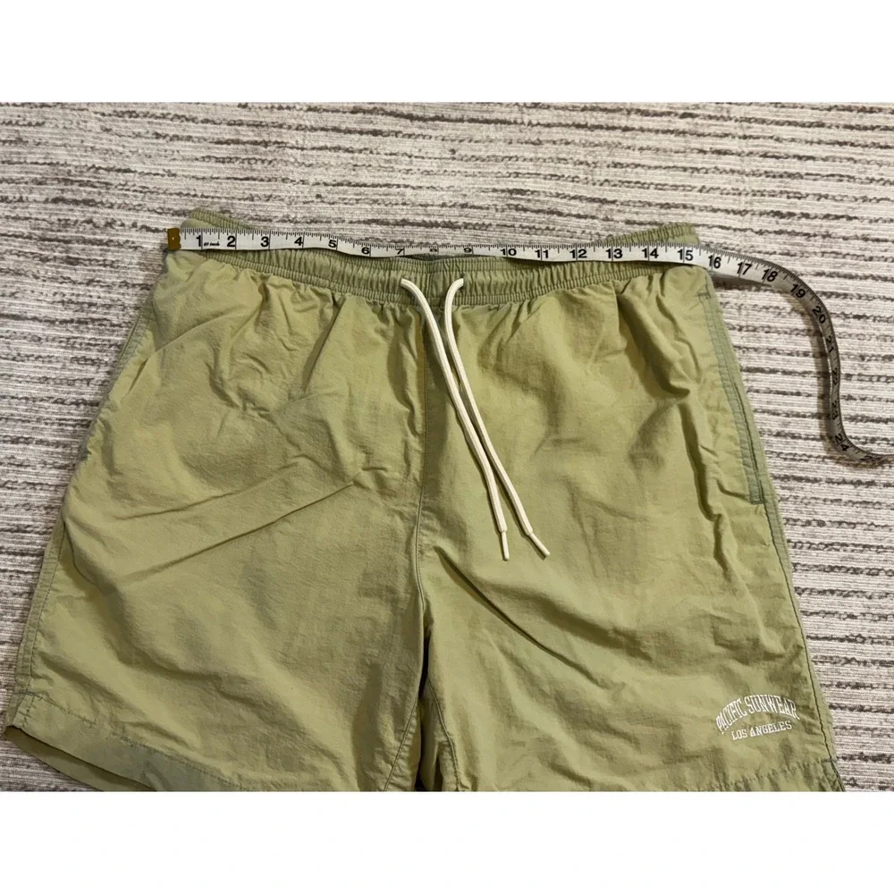 PacSun Los Angeles Mens Swim Trunks Olive Green Nylon Mesh Lined Shorts‎ Size M